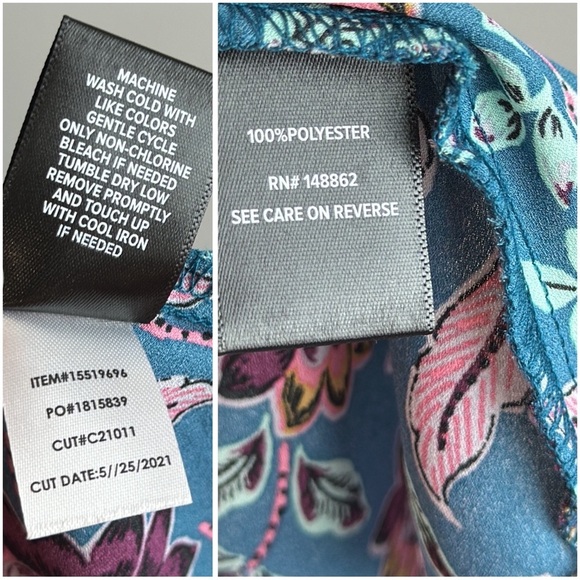 Torrid Floral Blue Georgette Wrap Tunic Blouse Size 0 - Picture 8 of 16